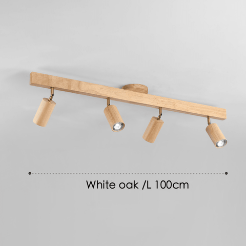 Adjustable Solid Wood Ceiling Spotlight with Three LED Light Heads for Indoor Lighting