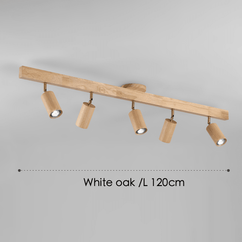 Adjustable Solid Wood Ceiling Spotlight with Three LED Light Heads for Indoor Lighting