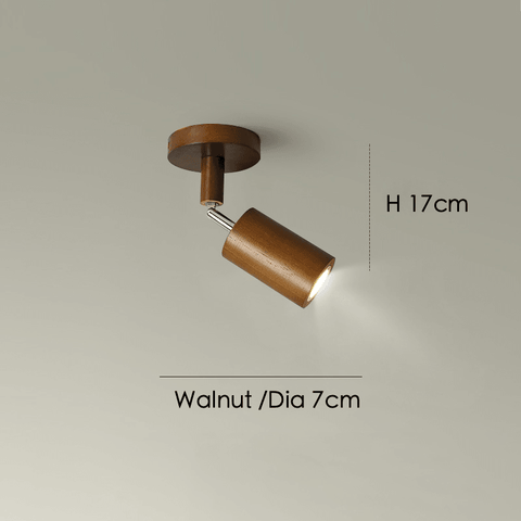 Adjustable Solid Wood Ceiling Spotlight with Three LED Light Heads for Indoor Lighting