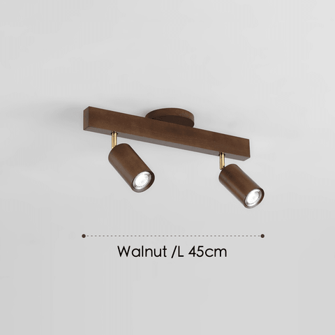 Adjustable Solid Wood Ceiling Spotlight with Three LED Light Heads for Indoor Lighting