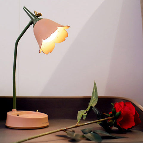Floral LED Desk Lamp with Touch Control, Three Light Settings, Rechargeable Battery and Flexible Stem