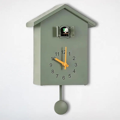 House-Shaped Cuckoo Wall Clock with Pendulum for Living Room Decor