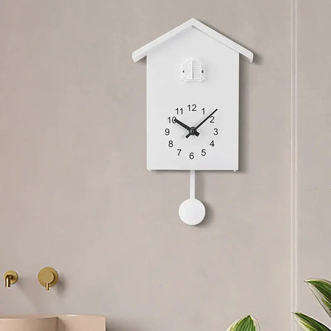 House-Shaped Cuckoo Wall Clock with Pendulum for Living Room Decor