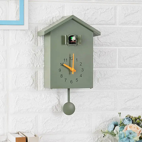 House-Shaped Cuckoo Wall Clock with Pendulum for Living Room Decor