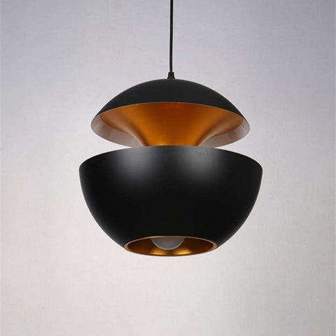 Sculptural Metal Pendant Light with Dual Bowl Design for Modern Interior Lighting