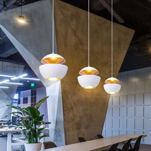Sculptural Metal Pendant Light with Dual Bowl Design for Modern Interior Lighting