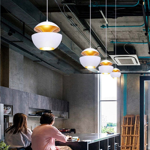 Sculptural Metal Pendant Light with Dual Bowl Design for Modern Interior Lighting