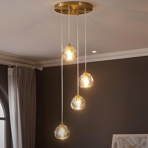 Dimmable Crystal Pendant Light for Dining Rooms and Tall Stairwells