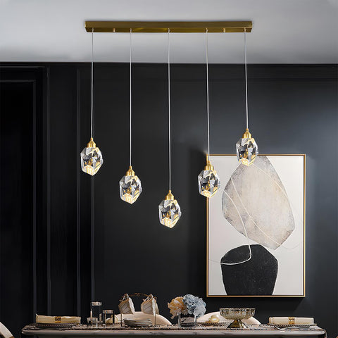 Dimmable Crystal Pendant Light for Dining Rooms and Tall Stairwells