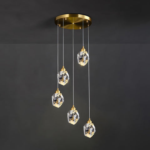 Dimmable Crystal Pendant Light for Dining Rooms and Tall Stairwells