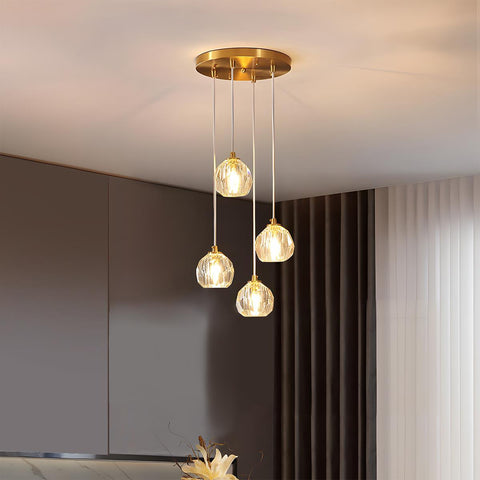 Dimmable Crystal Pendant Light for Dining Rooms and Tall Stairwells