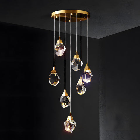 Dimmable Crystal Pendant Light for Dining Rooms and Tall Stairwells