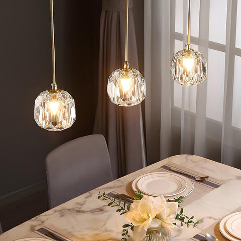 Dimmable Crystal Pendant Light for Dining Rooms and Tall Stairwells