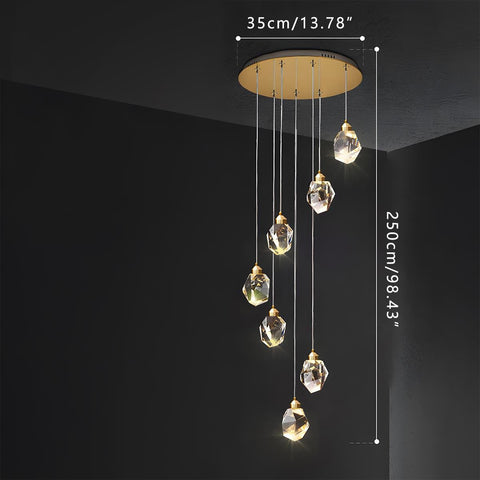Dimmable Crystal Pendant Light for Dining Rooms and Tall Stairwells