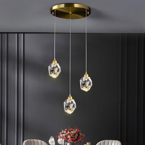 Dimmable Crystal Pendant Light for Dining Rooms and Tall Stairwells