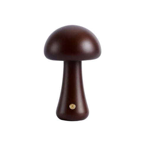 Rechargeable Wooden Mushroom Table Lamp for Soft Bedside Lighting