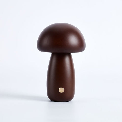 Rechargeable Wooden Mushroom Table Lamp for Soft Bedside Lighting