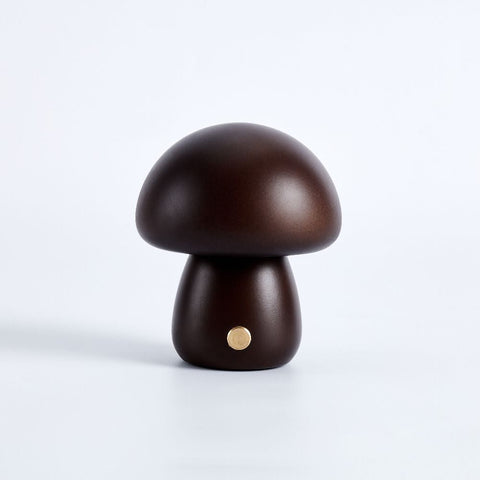 Rechargeable Wooden Mushroom Table Lamp for Soft Bedside Lighting