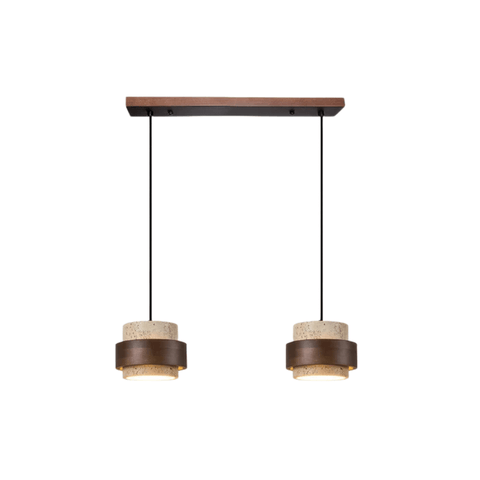 Travertine and Wood Pendant Light for Dining Room and Kitchen Lighting