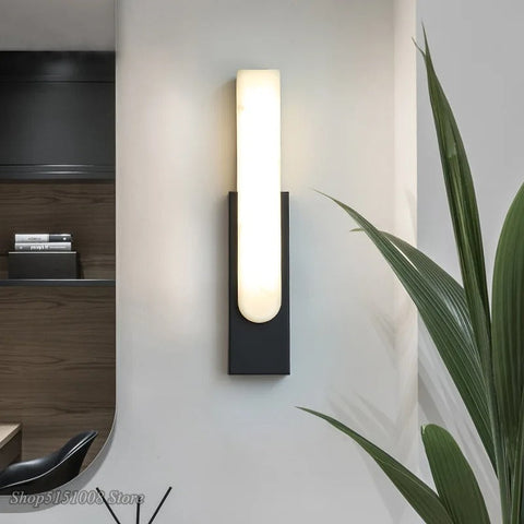 Modern Marble and Metal Wall Sconce for Hallway and Bedroom Lighting