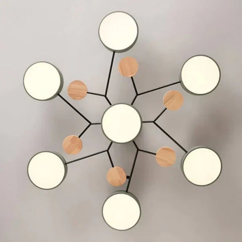 Scandinavian Multi-Light LED Ceiling Light with Wooden Accents for Living Room