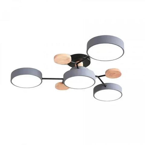 Scandinavian Multi-Light LED Ceiling Light with Wooden Accents for Living Room