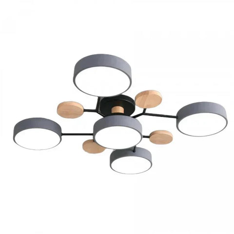 Scandinavian Multi-Light LED Ceiling Light with Wooden Accents for Living Room