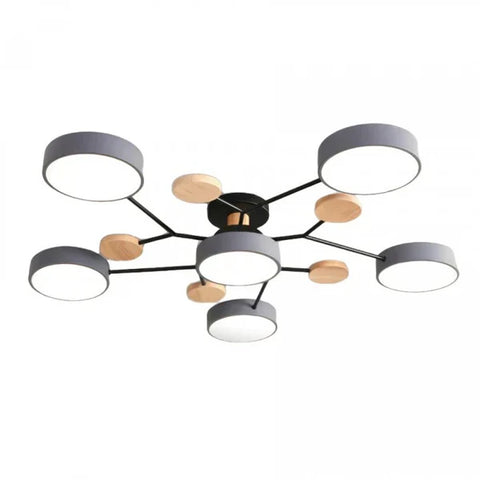 Scandinavian Multi-Light LED Ceiling Light with Wooden Accents for Living Room