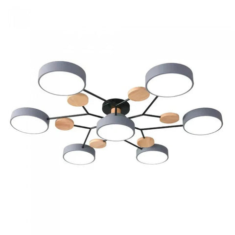 Scandinavian Multi-Light LED Ceiling Light with Wooden Accents for Living Room