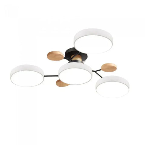 Scandinavian Multi-Light LED Ceiling Light with Wooden Accents for Living Room