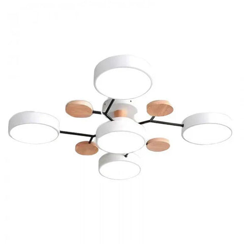 Scandinavian Multi-Light LED Ceiling Light with Wooden Accents for Living Room