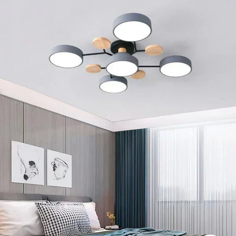 Scandinavian Multi-Light LED Ceiling Light with Wooden Accents for Living Room