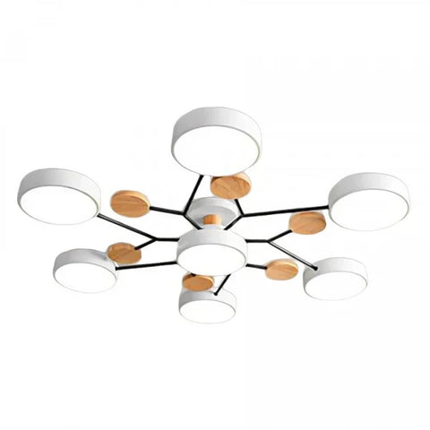 Scandinavian Multi-Light LED Ceiling Light with Wooden Accents for Living Room