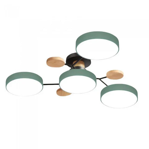 Scandinavian Multi-Light LED Ceiling Light with Wooden Accents for Living Room
