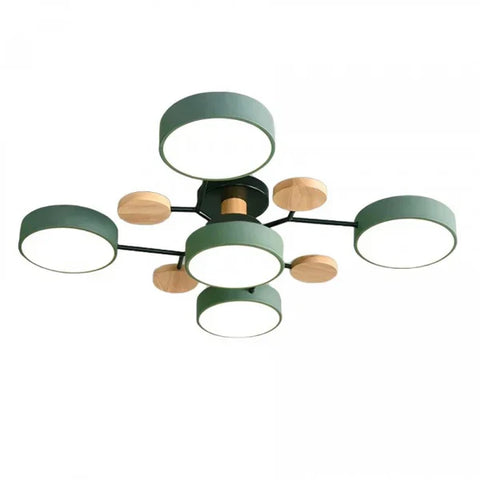 Scandinavian Multi-Light LED Ceiling Light with Wooden Accents for Living Room