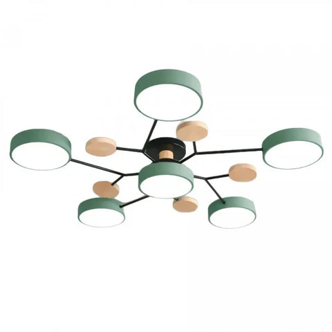 Scandinavian Multi-Light LED Ceiling Light with Wooden Accents for Living Room