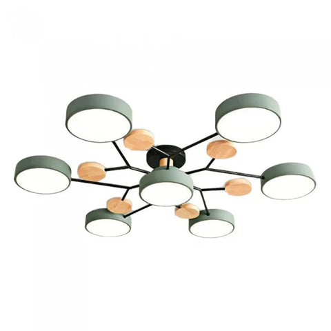 Scandinavian Multi-Light LED Ceiling Light with Wooden Accents for Living Room