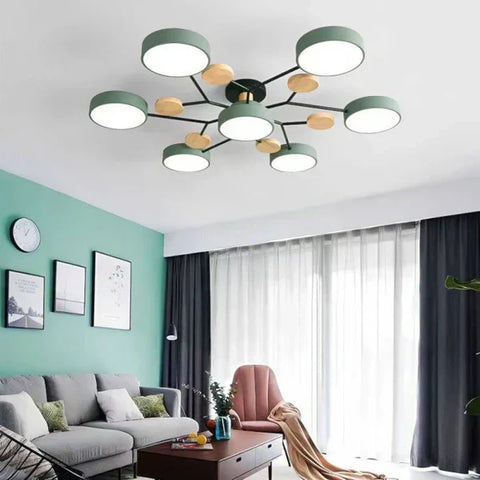 Scandinavian Multi-Light LED Ceiling Light with Wooden Accents for Living Room