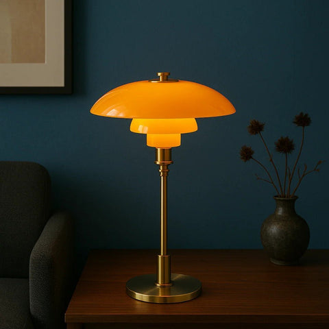 Glass Shade Table Lamp with Metal Base