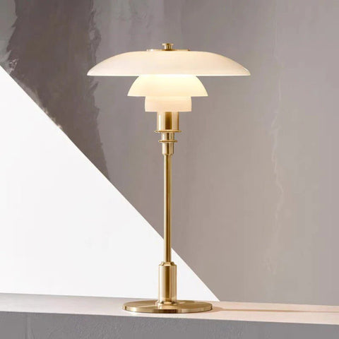 Glass Shade Table Lamp with Metal Base