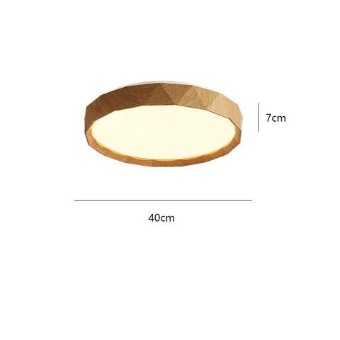 Wood-Effect LED Flush Mount Ceiling Light with Remote Option — product view
