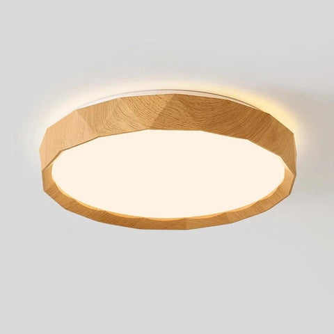 Wood-Effect LED Flush Mount Ceiling Light with Remote Option — product view