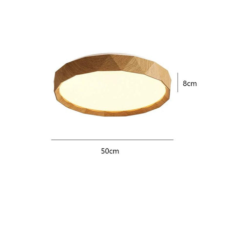 Wood-Effect LED Flush Mount Ceiling Light with Remote Option — product view
