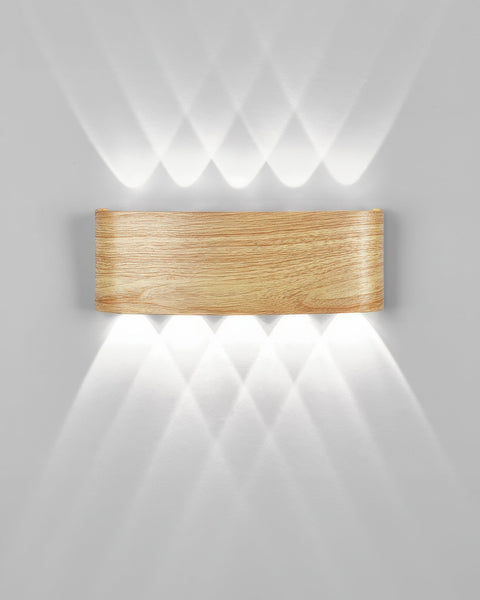 Wooden Finish LED Wall Light with Up and Down Lighting for Modern Indoor Spaces