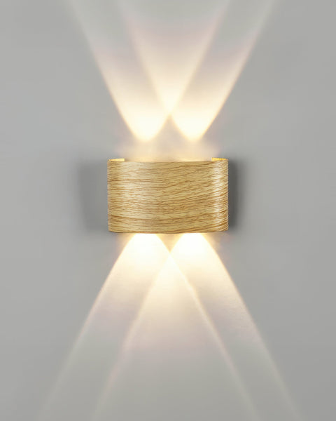 Wooden Finish LED Wall Light with Up and Down Lighting for Modern Indoor Spaces