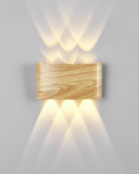 Wooden Finish LED Wall Light with Up and Down Lighting for Modern Indoor Spaces