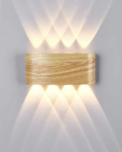 Wooden Finish LED Wall Light with Up and Down Lighting for Modern Indoor Spaces
