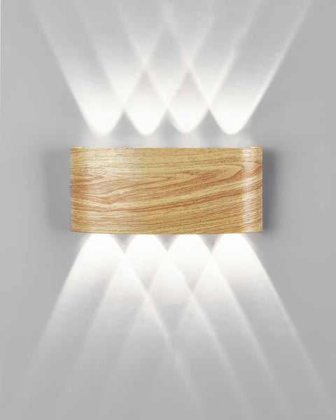 Wooden Finish LED Wall Light with Up and Down Lighting for Modern Indoor Spaces