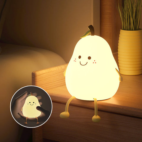 Pear-Shaped Rechargeable Night Light for Children's Bedtime Comfort