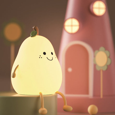 Pear-Shaped Rechargeable Night Light for Children's Bedtime Comfort